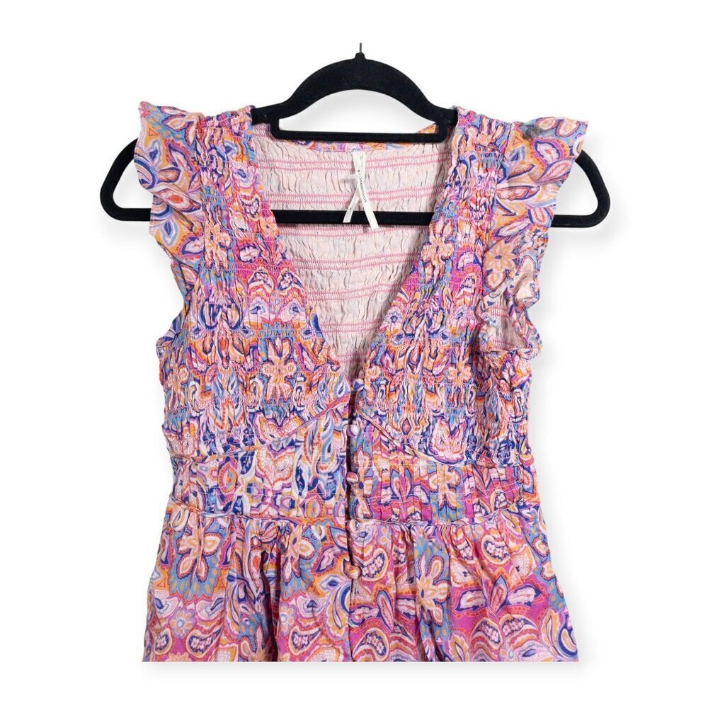 Anthropologie Boho Peregrine Paisley Mini Dress Ruffle SZ SP Wedding Guest Dress - Picture 3 of 8